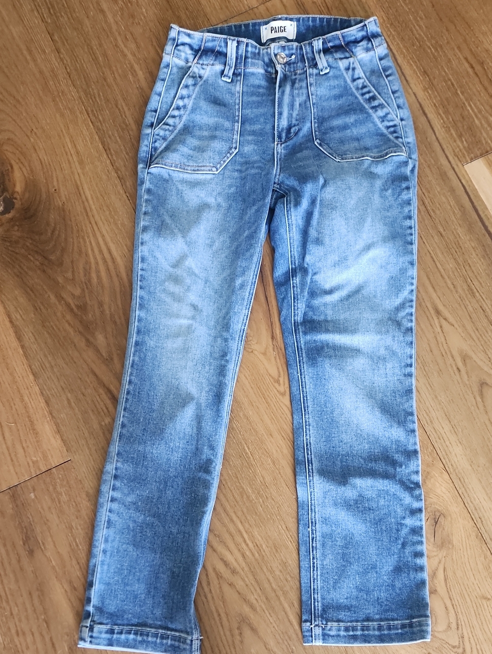 PAIGE Light Wash Denim Jeans with Subtle Texture